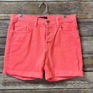 J Brand Jean Shorts 26 Kennedy Flamingo Pink Denim Shorts Button‎ Fly Cuffed Hem